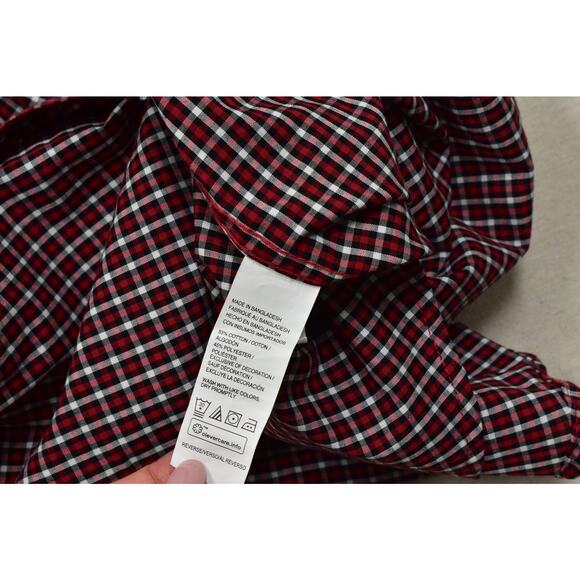 Izod Men's Red Gingham Wrinkle Free Stretch Long Sleeve Button Shirt Size L - Picture 8 of 8